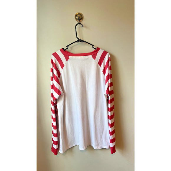 Mens Red and White Stripe Christmas Pajama Set, Reindeer on front, Size XL - Picture 10 of 11